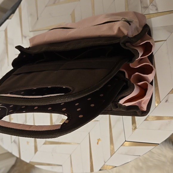 The Paper Studio Brown Pink Craft Carry All Tote Caddy Bag Organizer LIKE NEW - Picture 11 of 12